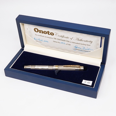 Boxed Limited Edition Sterling Silver Onoto 'The Centenary Pen', 52/500