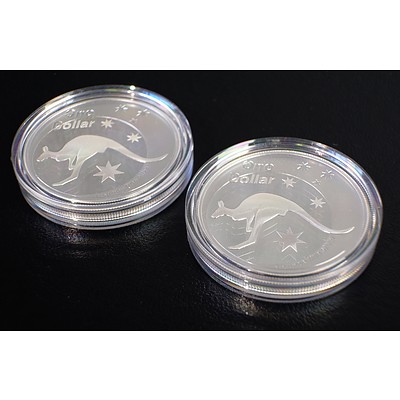 Two 2005 $1 Silver Kangaroo Proof Coins