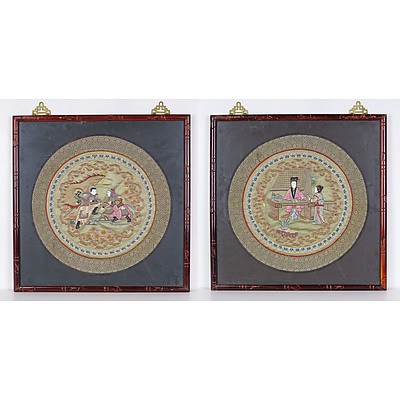 Two Framed Chinese Silk Embroideries