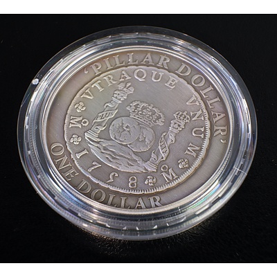 2006 Antique Finish Silver Coin, 1758 Pillar Dollar