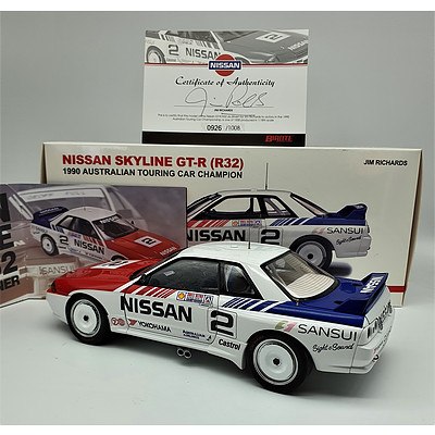 AutoArt - 1990 Nissan Skyline R32 GTR ATCC Jim Richards 926/1008 Signed COA - 1:18 Scale Model Car