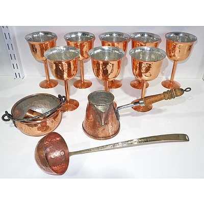 Various Australian Berczi Hand Wrought Copper Wares