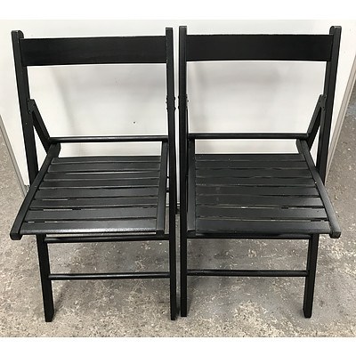 Black Painted Folding Chairs -Lot Of Two