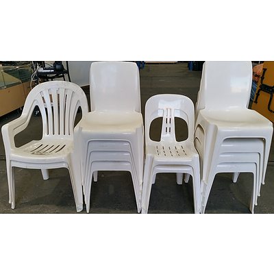 Plastic Outdoor Cafe Chairs - Lot of 12