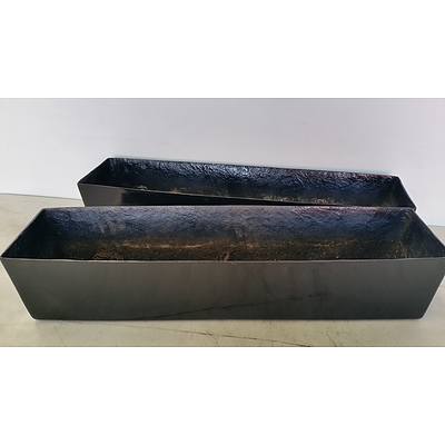 76cm Black Fiberglass Desk/Bench Top Planter Troughs - Lot of Two