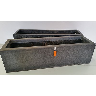 Capi 70cm Black Fiberglass Desk/Bench Top Planter Troughs - Lot of Two