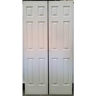 Hume Doors Molded Panel Woodgrain Folding Door Sections - Lot of Two - New