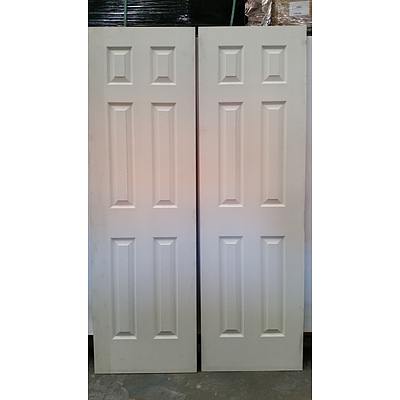 Hume Doors 2040mm x 620mm Molded Panel Woodgrain Doors - Lot of Two - New