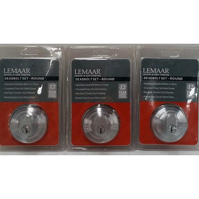 Lemaar Double Cylinder Deadbolt Door Lock Sets - Lot of Three - New