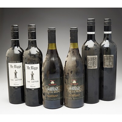 Case of 2x Berton Vineyards Shiraz, 2x Mr. Riggs Shiraz and 2x All Saints Shiraz 750ml Bottles