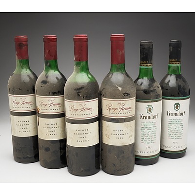 Case of 4x Rouge-Homme Shiraz Cabernet Claret and 2x Krondorf Shiraz Cabernet 750ml Bottles