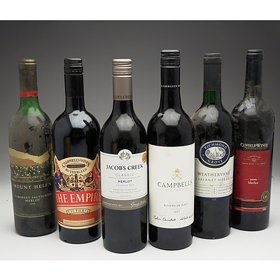 Case of 6x Various Mixed Wine 750ml Bottles Including Campbells Rutherglen Durif, Jacob's Creek Merlot and More