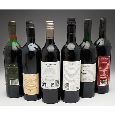 Case of 6x Various Mixed Wine 750ml Bottles Including Campbells Rutherglen Durif, Jacob's Creek Merlot and More