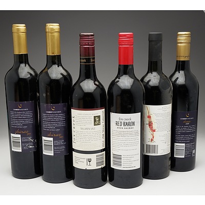Case of 6x Various Shiraz 750ml Bottles Including Lambert Vineyards, Wynn's and Fox Creek