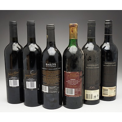 Case of 6x Mixed Cabernets 750ml Bottles Including Baileys of Glenrowan, John Glaetzer and Pepperjack