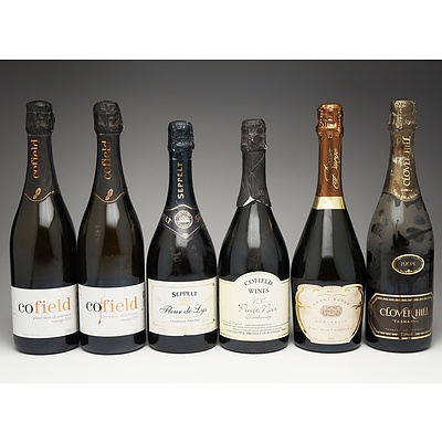 Case of Six 750ml Bottles of Pinot Noir Chardonnay Including Cofield, Clover Hill, Seppelt and Grant Burge