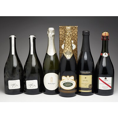 Case of Six 750ml Bottles of Red and White Sparkling Wine