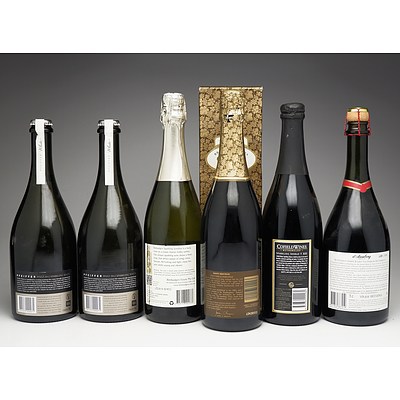 Case of Six 750ml Bottles of Red and White Sparkling Wine