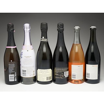 Case of Six 750ml Bottles of Red and White Sparkling Wine Including Cofield, Redbank, Yellowglen and More