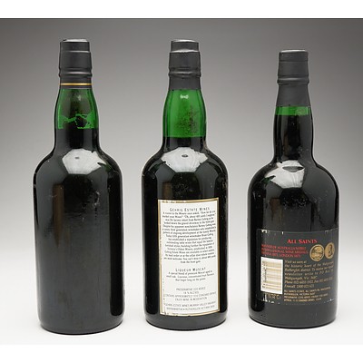 Three Bottles of Muscat 750ml Including All Saints, Fairfield Vineyard and Gehrig Estate Wines