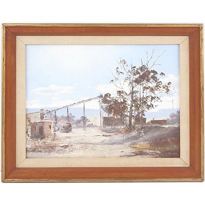 Margaret Hunter (b1942) Mining Landscape, Oil on Canvas Board