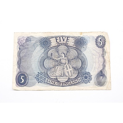 Bank of England Five Pound Note, U53 848416