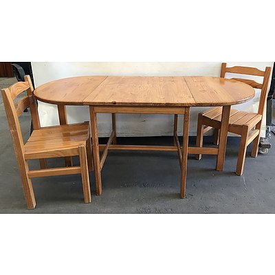 Pine Extension Dining Table and Two Chairs