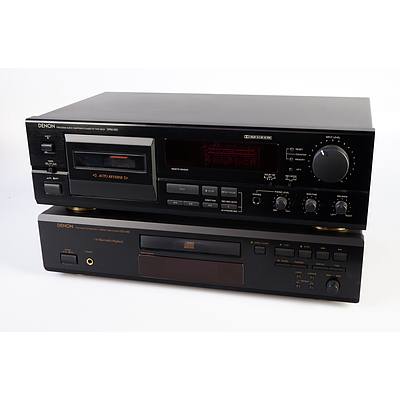 Denon Compact Disk Player DCD-485 and Denon Cassette Tape Deck DRM-555