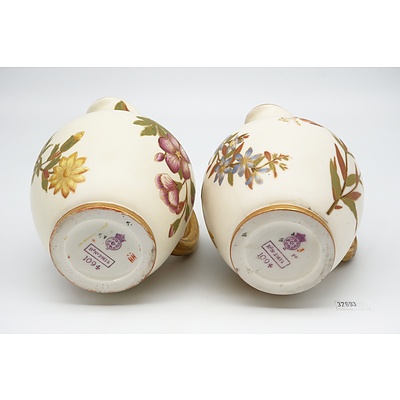 Two Late Victorian Royal Worcester Glazed Ceramic Jugs with Puce Mark, Circa 1890s