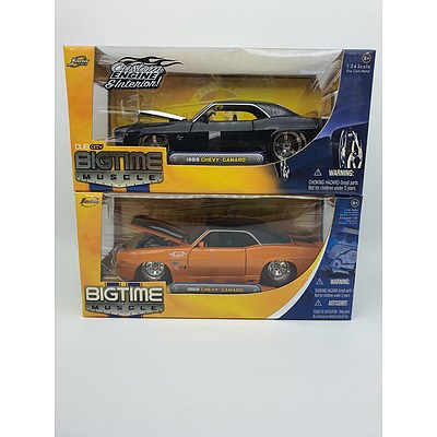 Jada Toys Bigtime Muscle 1969 Chevy Camaro - 1:24 Scale - Lot of 2