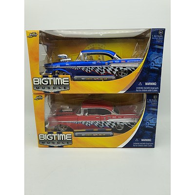 Jada Toys Bigtime Muscle 1957 Chevy Bel Air- 1:24 Scale - Lot of 2