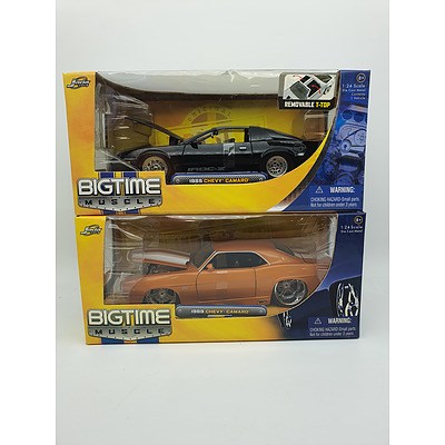 Jada Toys Bigtime Muscle 1969 & 1985 Chevrolet Camaro - 1:24 Scale - Lot of 2