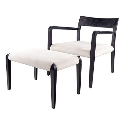 Stylish Modern Poliform Armchair and Footstool