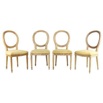 Set of Eight Louis Style Beechwood Dining Chairs, 20th Century