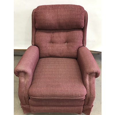 Maroon Upholstered Reclining Arm Chair