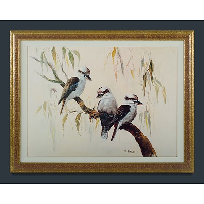John Hansen Gel Medium Print Of Three Kookaburras