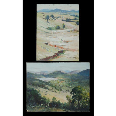 Waite, Allan (1924-2010) 'Wyangala Village' Oil On Canvas On Board, and 'Burnt Country' Oil On Board (2)