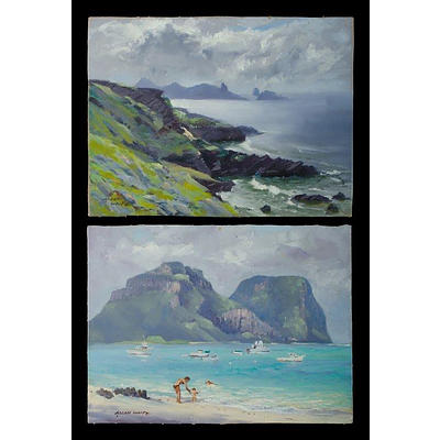 Waite, Allan (1924-2010) 'Lord Howe, Mount Lidgbird and Mount Gower' and 'Lord Howe, Approaching Storm, East Coast' (2)