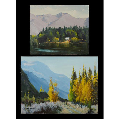 Waite, Allan (1924-2010) 'Autumn, Kawarau Gorge' Central Otago NZ 1982, and 'Lake Ohau NZ' (2)