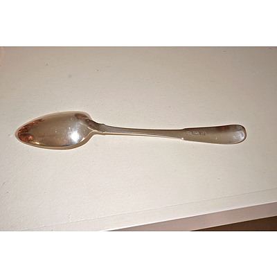 Georgian Monogrammed Sterling Silver Table Spoon, Dublin, 1802, 70g