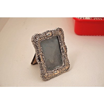 Miniature Sterling Silver Photo Frame, Birmingham, Early 20th Century 