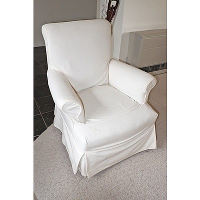 Edwardian Armchair with Later Cotton Slip Cover