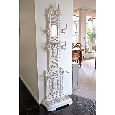 Victorian Style Cast Iron and Marble Hallstand