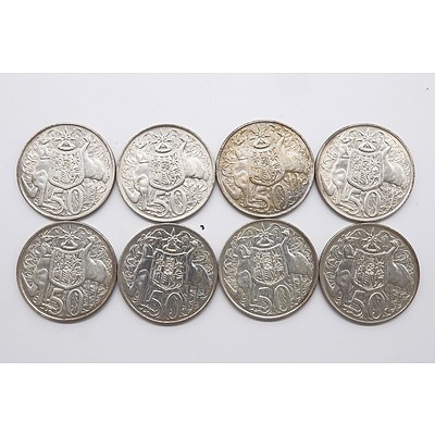 Eight Australian 1966 Round 50 Cent Coins