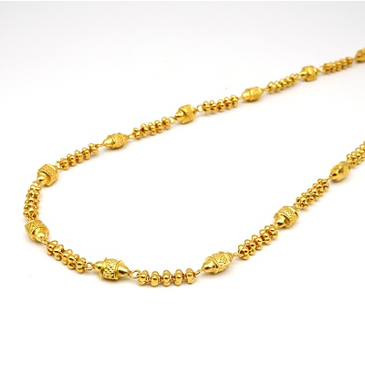 22ct Yellow Gold Hollow Fancy Ball Link Chain, 15g