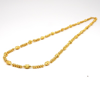 22ct Yellow Gold Hollow Fancy Ball Link Chain, 15g
