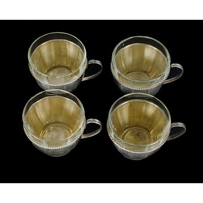Ten Various Austrian Silver Plated Coffee Cup Holders With Glass and Ceramic Liners (10)