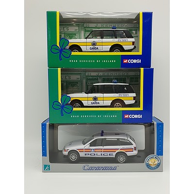 Corgi & Cararama Range Rover & BMW Police Cars - Approx 1:36 Scale Model Cars - Lot of 3