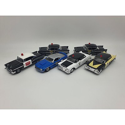 Matchbox, Dinky & Roadchamps Assorted Classic Police Cars - Approx 1:43 Scale - Lot of 6