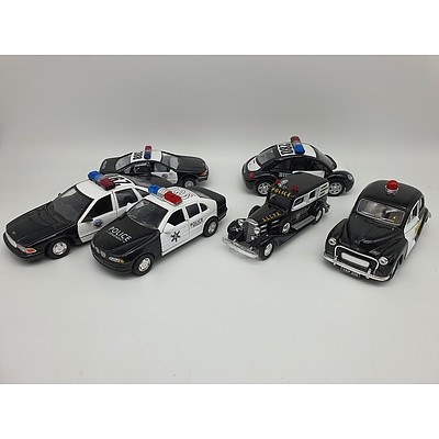 Assorted Brand Police Cars - Approx 1:43 Scale - Lot of 6